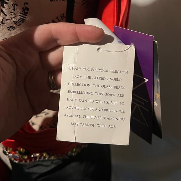 Alfred Angelo Disney Gown Size 12 Red & Black Satin Beaded Dress NWT - Picture 13 of 16